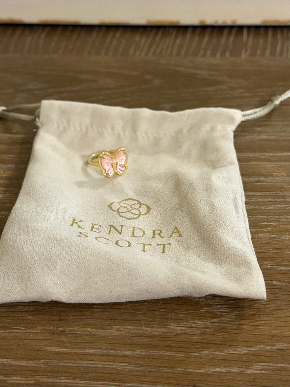 Kendra Scott Gold Ring with Pink Butterfly Enamel